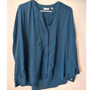 New York & Comany blouse dark teal v-neck